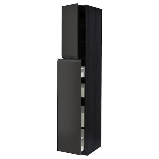 Ikea METOD / MAXIMERA - Hc w p-o func 4drw/1dr/2shlv, black/Upplöv matt anthracite, 40x60x220 cm
