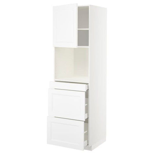 Ikea METOD / MAXIMERA - Hi cab f micro combi w door/3 drwrs, white/Axstad matt white , 60x60x200 cm
