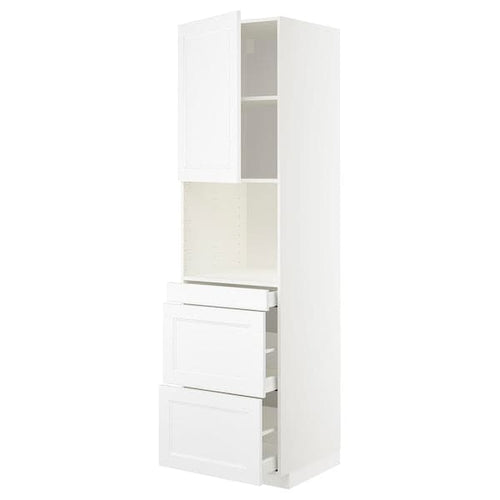 METOD / MAXIMERA - Hi cab f micro combi w door/3 drwrs, white/Axstad matt white, 60x60x220 cm