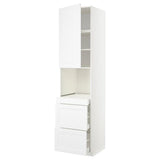 METOD / MAXIMERA hi cab f micro combi w door/3 drwrs, white/Axstad matt white, 60x60x240 cm