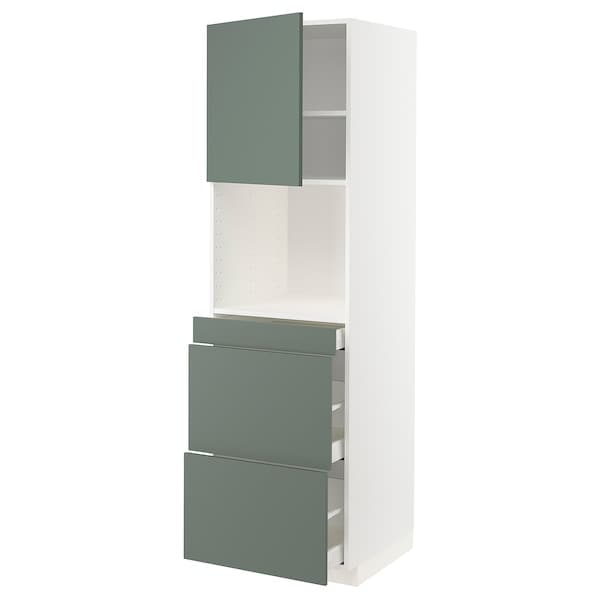 METOD / MAXIMERA - Hi cab f micro combi w door/3 drwrs, white/Bodarp grey-green , 60x60x200 cm