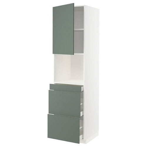 METOD / MAXIMERA - Hi cab f micro combi w door/3 drwrs, white/Bodarp grey-green, 60x60x220 cm