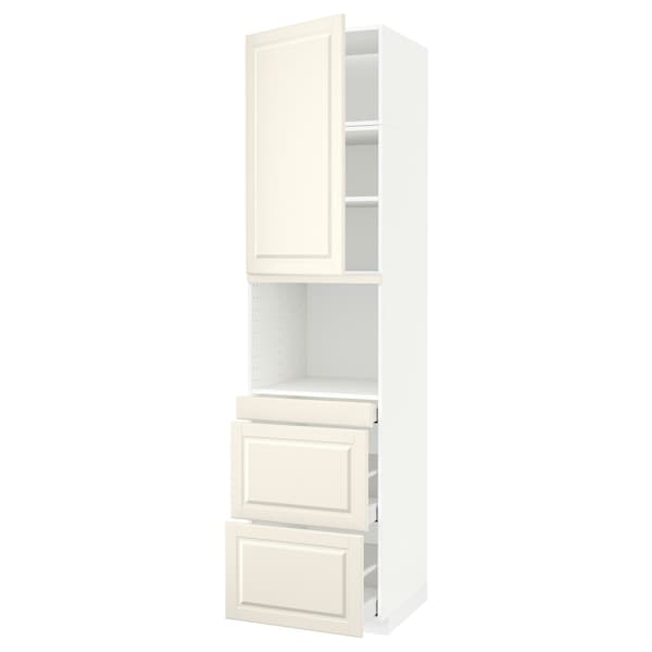 METOD / MAXIMERA - Hi cab f micro combi w door/3 drwrs, white/Bodbyn off-white , 60x60x240 cm - best price from Maltashopper.com 69461452
