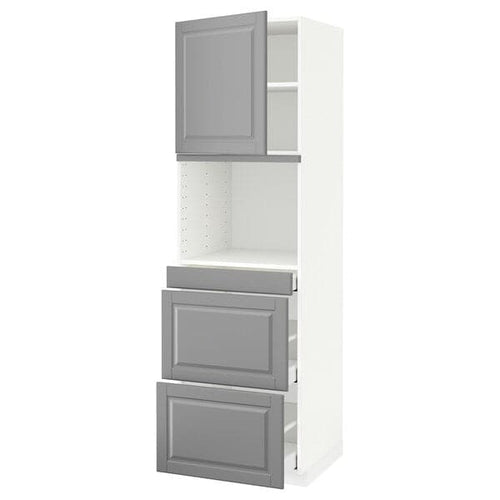 METOD / MAXIMERA - METOD / MAXIMERA Hi cab f micro combi w door/3 drwrs, white/Bodbyn grey, 60x60x200 cm