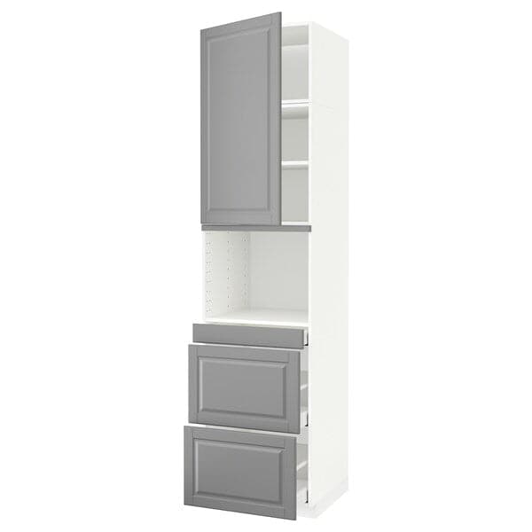 Ikea METOD / MAXIMERA - Hi cab f micro combi w door/3 drwrs, white/Bodbyn grey , 60x60x240 cm