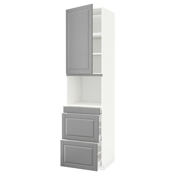 METOD / MAXIMERA - Hi cab f micro combi w door/3 drwrs, white/Bodbyn grey , 60x60x240 cm