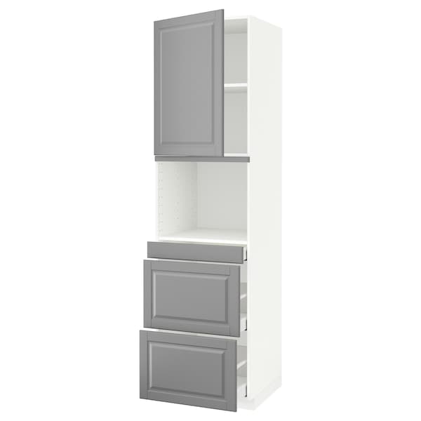 Ikea METOD / MAXIMERA - Hi cab f micro combi w door/3 drwrs, white/Bodbyn grey, 60x60x220 cm