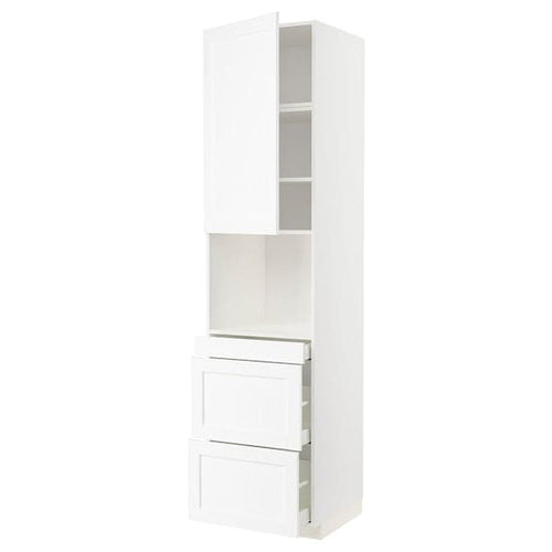METOD / MAXIMERA - METOD / MAXIMERA Hi cab f micro combi w door/3 drwrs, white Enköping/white wood effect, 60x60x240 cm