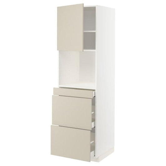 Ikea METOD / MAXIMERA - Hi cab f micro combi w door/3 drwrs, white/Havstorp beige