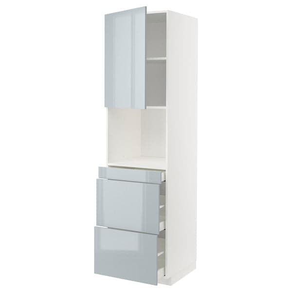 Ikea METOD / MAXIMERA - Hi cab f micro combi w door/3 drwrs, white/Kallarp light grey-blue, 60x60x220 cm