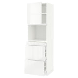 METOD / MAXIMERA hi cab f micro combi w door/3 drwrs, white/Ringhult white, 60x60x200 cm