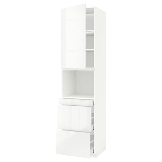 Ikea METOD / MAXIMERA - Hi cab f micro combi w door/3 drwrs, white/Ringhult white, 60x60x240 cm