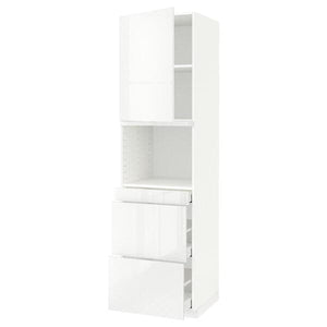Ikea METOD / MAXIMERA - Hi cab f micro combi w door/3 drwrs, white/Ringhult white, 60x60x220 cm