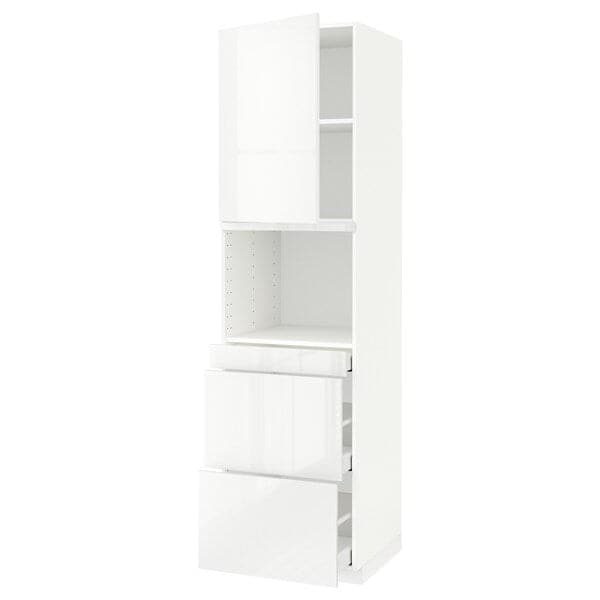 METOD / MAXIMERA - Hi cab f micro combi w door/3 drwrs, white/Ringhult white, 60x60x220 cm