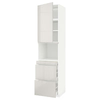 METOD / MAXIMERA hi cab f micro combi w door/3 drwrs, white/Ringhult light grey, 60x60x240 cm