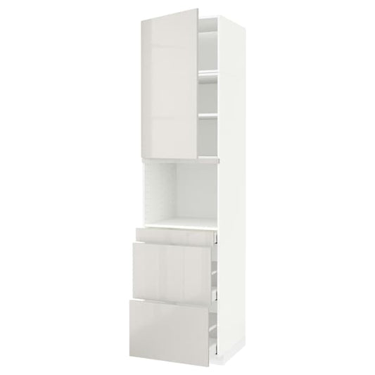 Ikea METOD / MAXIMERA - Hi cab f micro combi w door/3 drwrs, white/Ringhult light grey, 60x60x240 cm