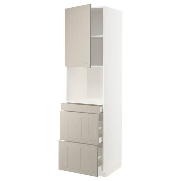 Ikea METOD / MAXIMERA - Hi cab f micro combi w door/3 drwrs, white/Stensund beige, 60x60x220 cm