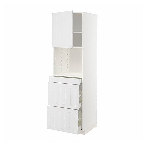 METOD / MAXIMERA - Hi cab f micro combi w door/3 drwrs, white/Stensund white , 60x60x200 cm