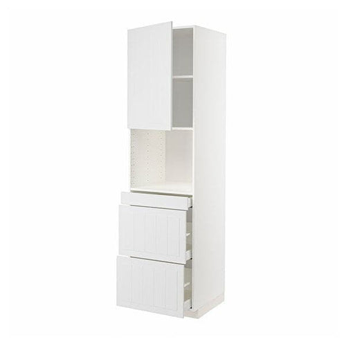 METOD / MAXIMERA hi cab f micro combi w door/3 drwrs, white/Stensund white, 60x60x220 cm