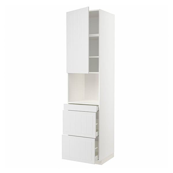 Ikea METOD / MAXIMERA - Hi cab f micro combi w door/3 drwrs, white/Stensund white , 60x60x240 cm