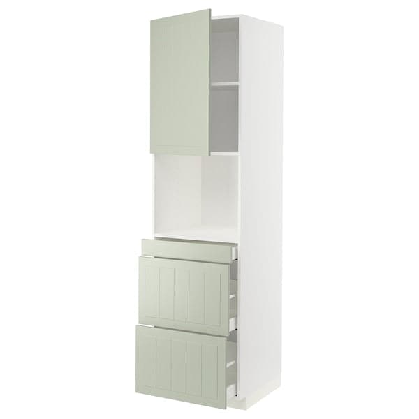 Ikea METOD / MAXIMERA - Hi cab f micro combi w door/3 drwrs, white/Stensund light green , 60x60x220 cm