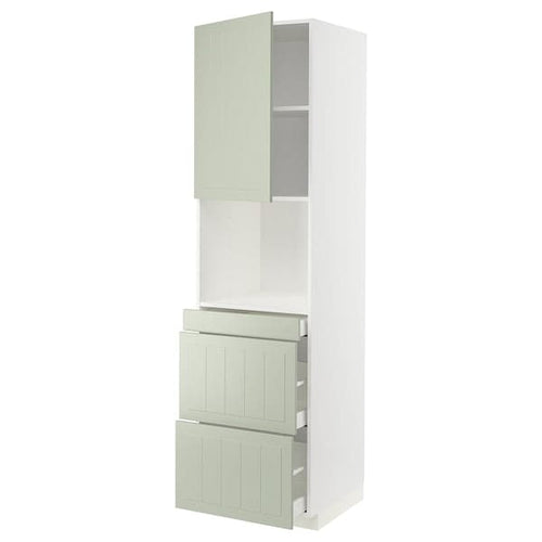 METOD / MAXIMERA - Hi cab f micro combi w door/3 drwrs, white/Stensund light green , 60x60x220 cm