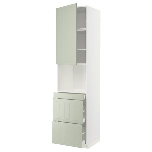 METOD / MAXIMERA - Hi cab f micro combi w door/3 drwrs, white/Stensund light green, 60x60x240 cm - best price from Maltashopper.com 09486460