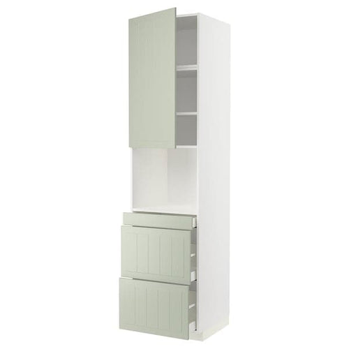 METOD / MAXIMERA hi cab f micro combi w door/3 drwrs, white/Stensund light green, 60x60x240 cm