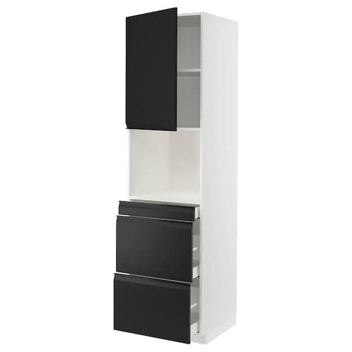 METOD / MAXIMERA - Hi cab f micro combi w door/3 drwrs, white/Upplöv matt anthracite , 60x60x220 cm