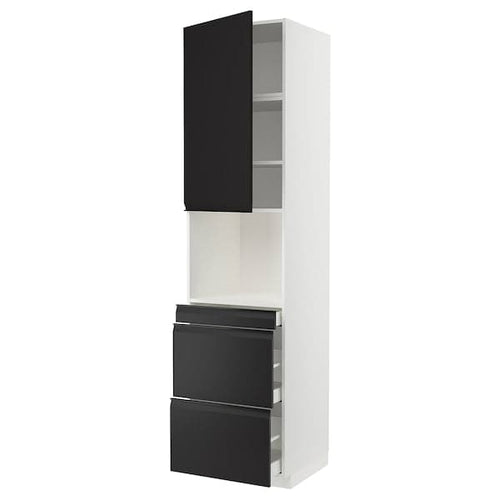 METOD / MAXIMERA - Hi cab f micro combi w door/3 drwrs, white/Upplöv matt anthracite , 60x60x240 cm