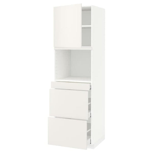 METOD / MAXIMERA hi cab f micro combi w door/3 drwrs, white/Veddinge white, 60x60x200 cm