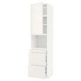 METOD / MAXIMERA hi cab f micro combi w door/3 drwrs, white/Veddinge white, 60x60x240 cm