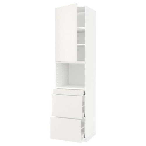 METOD / MAXIMERA hi cab f micro combi w door/3 drwrs, white/Veddinge white, 60x60x240 cm