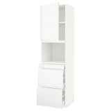 METOD / MAXIMERA hi cab f micro combi w door/3 drwrs, white/Voxtorp matt white, 60x60x220 cm