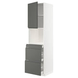 METOD / MAXIMERA hi cab f micro combi w door/3 drwrs, white/Voxtorp dark grey, 60x60x220 cm