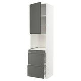 METOD / MAXIMERA hi cab f micro combi w door/3 drwrs, white/Voxtorp dark grey, 60x60x240 cm