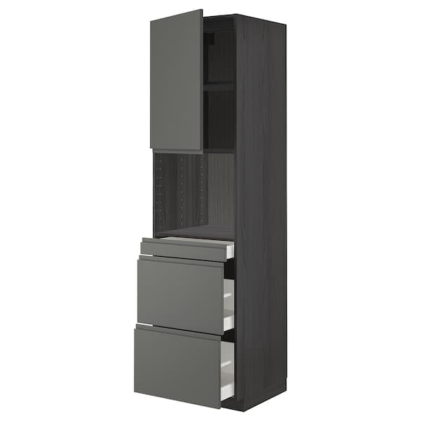 Ikea METOD / MAXIMERA - Hi cab f micro combi w door/3 drwrs, black/Voxtorp dark grey , 60x60x220 cm