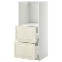 METOD / MAXIMERA - High cabinet w 2 drawers for oven, white/Bodbyn off-white, 60x60x140 cm - best price from Maltashopper.com 29119174