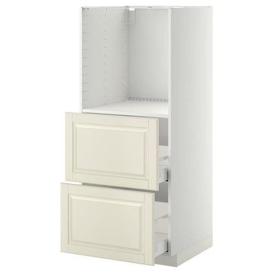 Ikea METOD / MAXIMERA - High cabinet w 2 drawers for oven, white/Bodbyn off-white, 60x60x140 cm