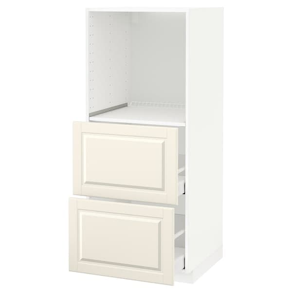 METOD / MAXIMERA - High cabinet w 2 drawers for oven, white/Bodbyn off-white