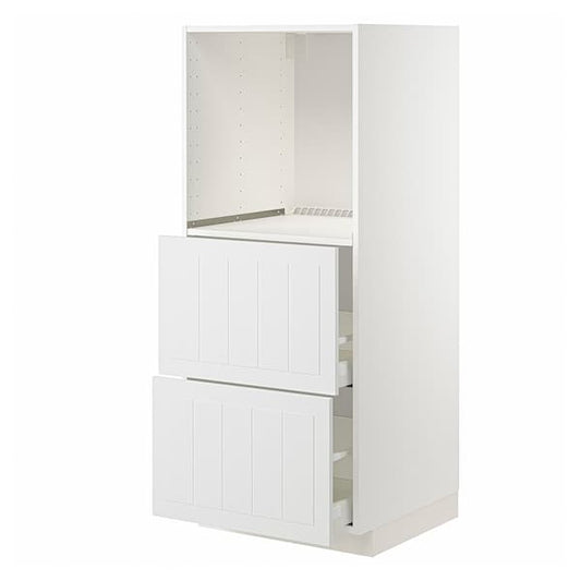 METOD / MAXIMERA - High cabinet w 2 drawers for oven, white/Stensund white, 60x60x140 cm - best price from Maltashopper.com 89409397