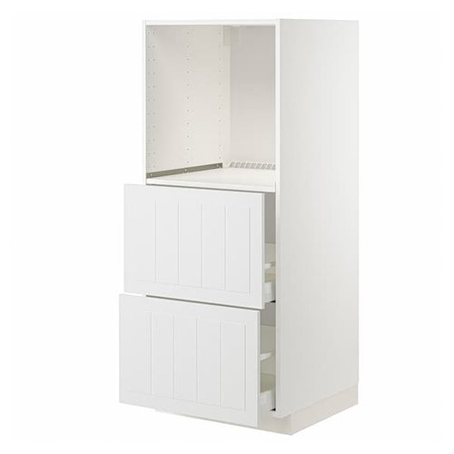 METOD / MAXIMERA - High cabinet w 2 drawers for oven, white/Stensund white, 60x60x140 cm