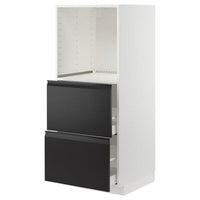 METOD / MAXIMERA - High cabinet w 2 drawers for oven, white/Upplöv matt anthracite - best price from Maltashopper.com 89493466