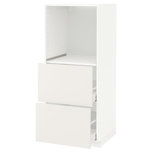 Ikea METOD / MAXIMERA - High cabinet w 2 drawers for oven, white/Veddinge white, 60x60x140 cm