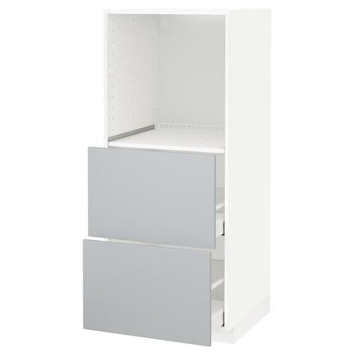 METOD / MAXIMERA - High cabinet w 2 drawers for oven, white/Veddinge grey, 60x60x140 cm