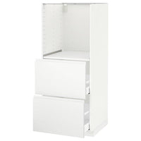 METOD / MAXIMERA - High cabinet w 2 drawers for oven, white/Voxtorp matt white, 60x60x140 cm - best price from Maltashopper.com 29131010