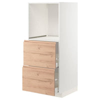 METOD / MAXIMERA High cabinet/2 drawers for oven - white/Voxtorp oak effect 60x60x140 cm , 60x60x140 cm - best price from Maltashopper.com 59403405