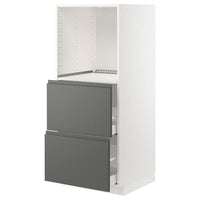 METOD / MAXIMERA - High cabinet w 2 drawers for oven, white/Voxtorp dark grey, 60x60x140 cm - best price from Maltashopper.com 59310519