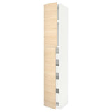 METOD / MAXIMERA hi cab w 2 doors/4 drawers, white/Askersund light ash effect, 40x60x240 cm