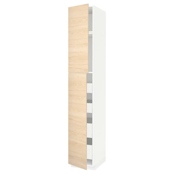 Ikea METOD / MAXIMERA - Hi cab w 2 doors/4 drawers, white/Askersund light ash effect, 40x60x240 cm